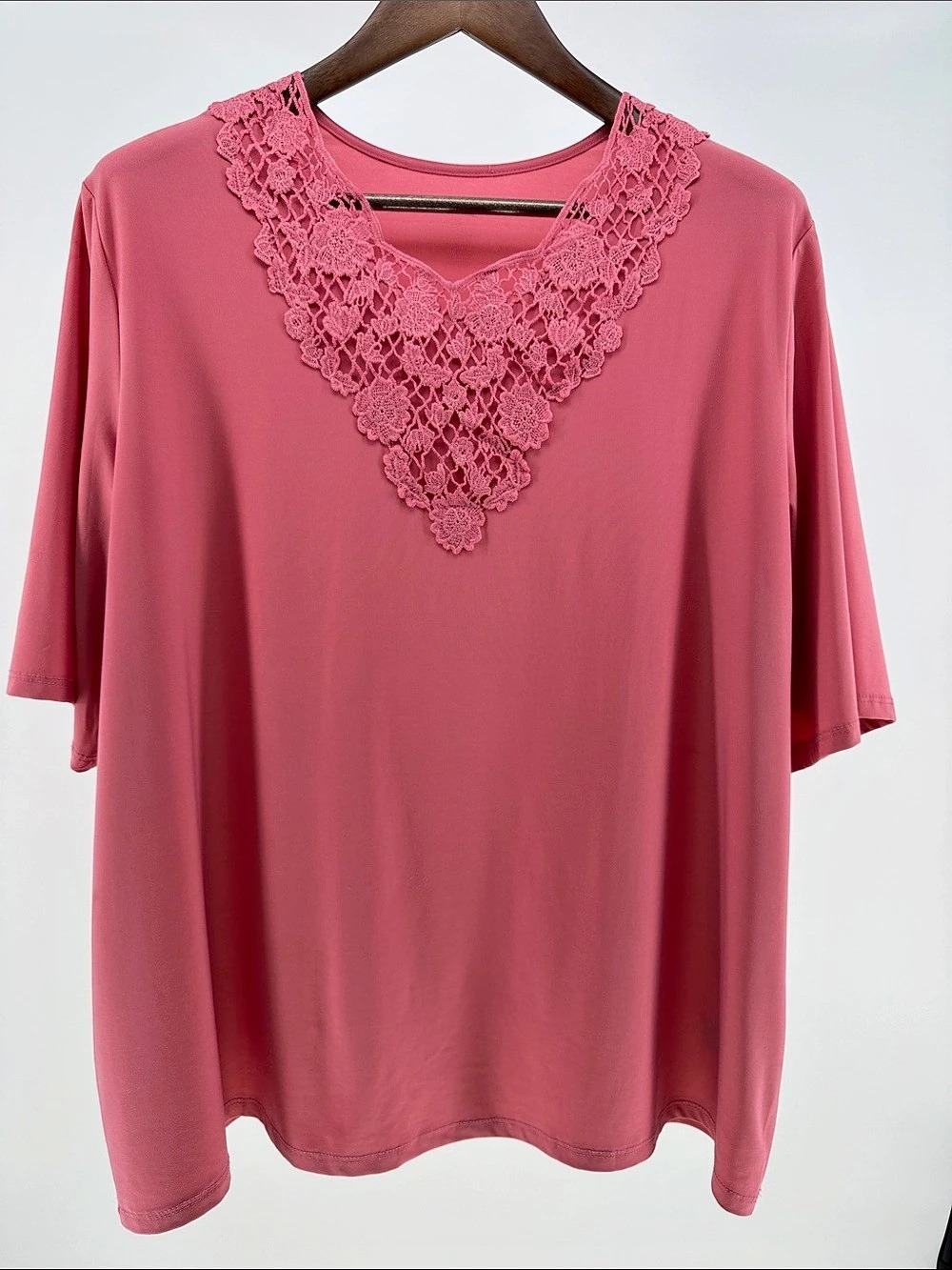 Lace Neckline Pinkish rose Blouse Like New